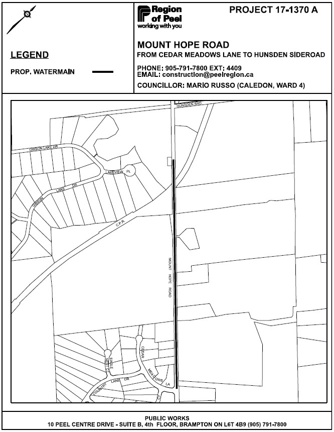 Construction Map - Mount Hope Road Watermain