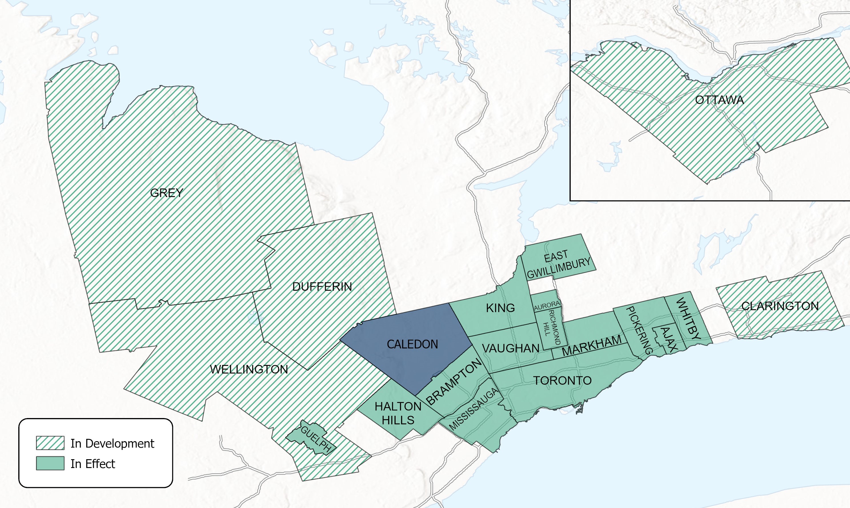 Map of the mandatory GDS in Southern Ontario